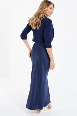 Navy Shawl Collar Crop Jacket -Princess Style Shop 00100019829 XB