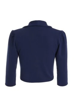 Navy Shawl Collar Crop Jacket -Princess Style Shop 00100019829 ZB