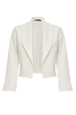 Cream Shawl Collar Crop Jacket