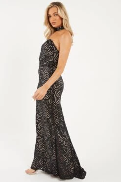 Black Lace Fishtail Maxi Dress -Princess Style Shop 00100026146 XS
