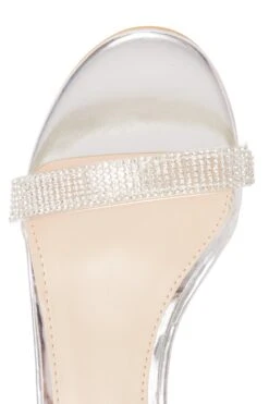 Silver Diamante Low Block Heel Sandals -Princess Style Shop 00100026736 ZB
