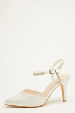 Bridal White Diamante Courts