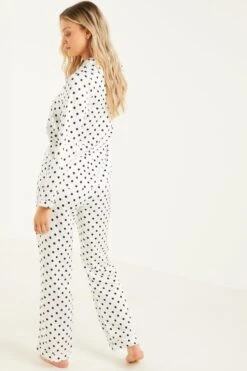 White Polka Dot Long Pyjama Set -Princess Style Shop 00100029312 XB