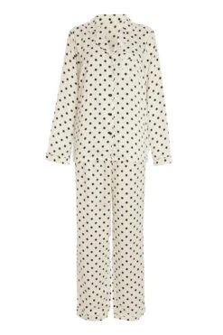 White Polka Dot Long Pyjama Set