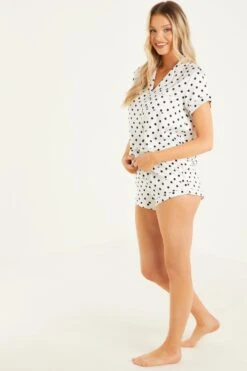 White Polka Dot Short Pyjama Set -Princess Style Shop 00100029315 XS