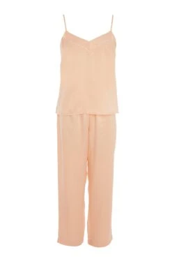 Pink Satin Cami Pyjama Set
