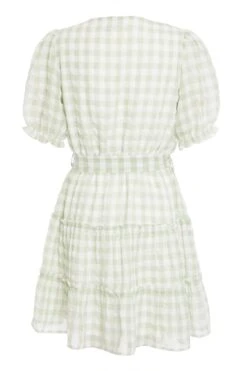 Sage Gingham Wrap Skater Dress 12 Sage Gingham Wrap Skater Dress -Princess Style Shop 00100029429 ZB