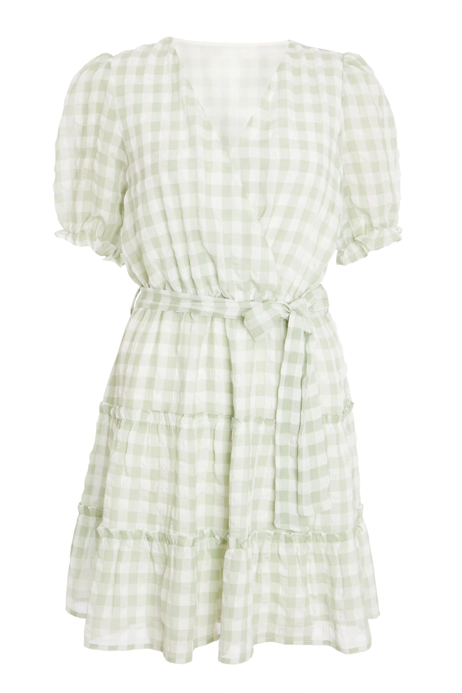 Sage Gingham Wrap Skater Dress 3 Sage Gingham Wrap Skater Dress