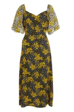 Black Floral Midi Dress