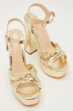 Gold Shimmer Platform Heeled Sandals -Princess Style Shop 00100031758 XS