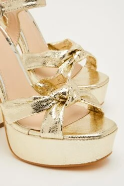 Gold Shimmer Platform Heeled Sandals -Princess Style Shop 00100031758 ZB