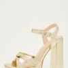 Gold Shimmer Platform Heeled Sandals -Princess Style Shop 00100031758 ZM