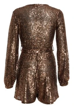 Bronze Sequin Wrap Playsuit -Princess Style Shop 00100031795 ZB