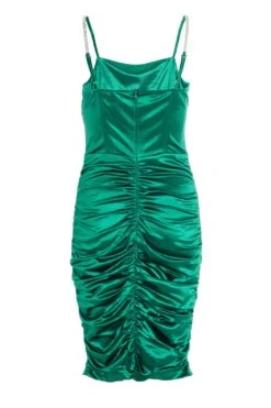Green Satin Bodycon Midi Dress -Princess Style Shop 00100031832 ZB