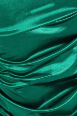 Green Satin Bodycon Midi Dress -Princess Style Shop 00100031832 ZS