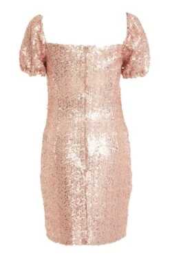 Pink Sequin Puff Sleeve Dress -Princess Style Shop 00100031896 ZB