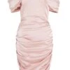 Pink Satin Bardot Bodycon Dress -Princess Style Shop 00100032083 ZM