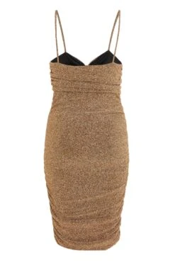 Gold Glitter Bodycon Mini Dress -Princess Style Shop 00100032209 ZB