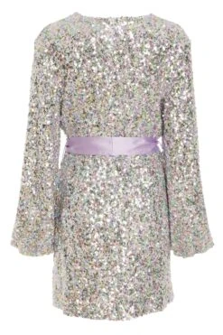 Multicoloured Sequin Wrap Dress -Princess Style Shop 00100032491 ZB