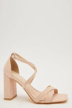 Nude Faux Suede Heeled Sandals -Princess Style Shop 00100032836 XM