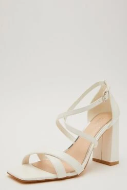 White Faux Leather Heeled Sandals -Princess Style Shop 00100032838 XB