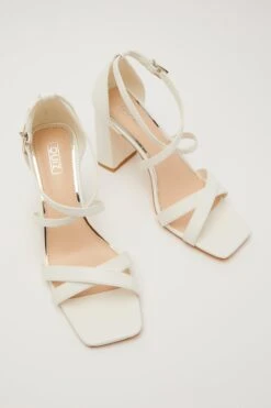 White Faux Leather Heeled Sandals -Princess Style Shop 00100032838 XS