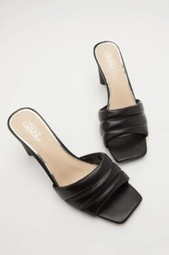 Black Padded Mule Sandals -Princess Style Shop 00100032842 XS
