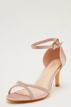 Pink Satin Mesh Front Heeled Sandals -Princess Style Shop 00100032843 XB