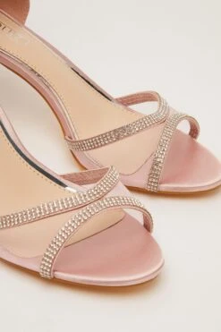 Pink Satin Mesh Front Heeled Sandals -Princess Style Shop 00100032843 ZB