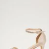 Champagne Satin Mesh Front Heeled Sandals
