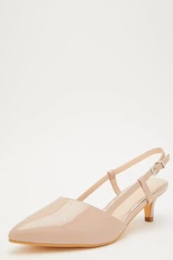 Nude Faux Leather Slingback Court Heels -Princess Style Shop 00100032849 XB