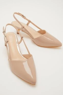 Nude Faux Leather Slingback Court Heels -Princess Style Shop 00100032849 XS