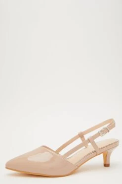 Nude Faux Leather Slingback Court Heels