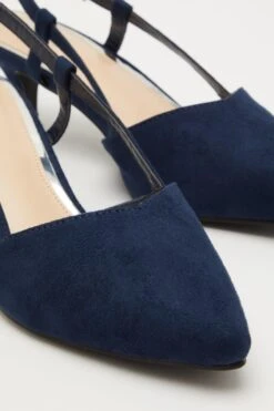 Navy Faux Suede Slingback Court Heels -Princess Style Shop 00100032853 ZB