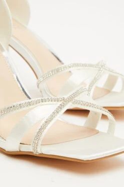 Bridal White Satin Heeled Sandals -Princess Style Shop 00100032863 ZB