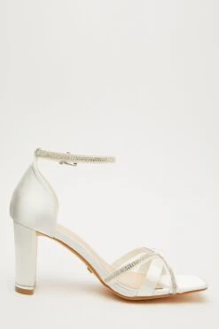 Bridal White Satin Heeled Sandals -Princess Style Shop 00100032863 ZS