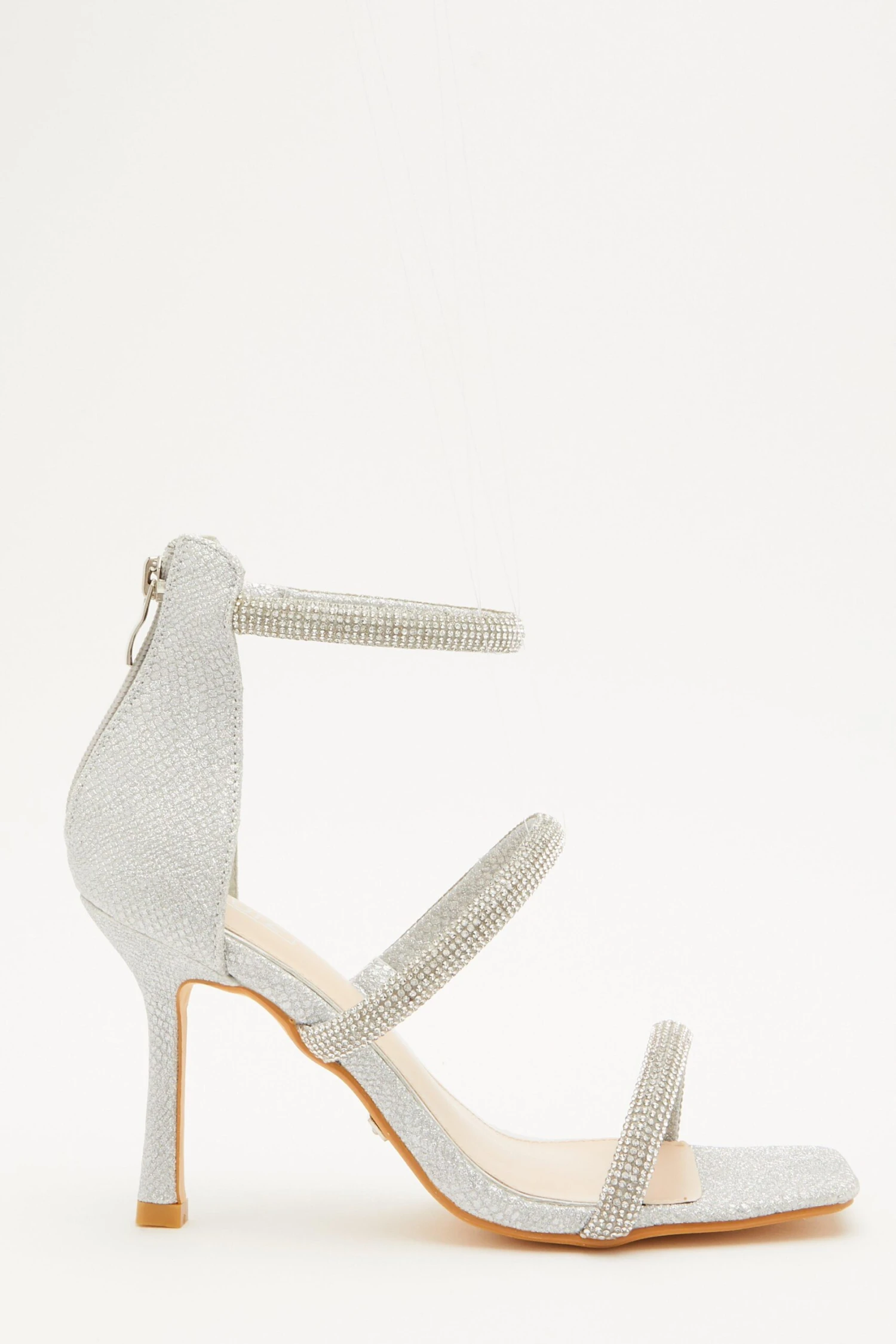Silver Shimmer Embellished Heeled Sandals 8 Silver Shimmer Embellished Heeled Sandals - Image 6