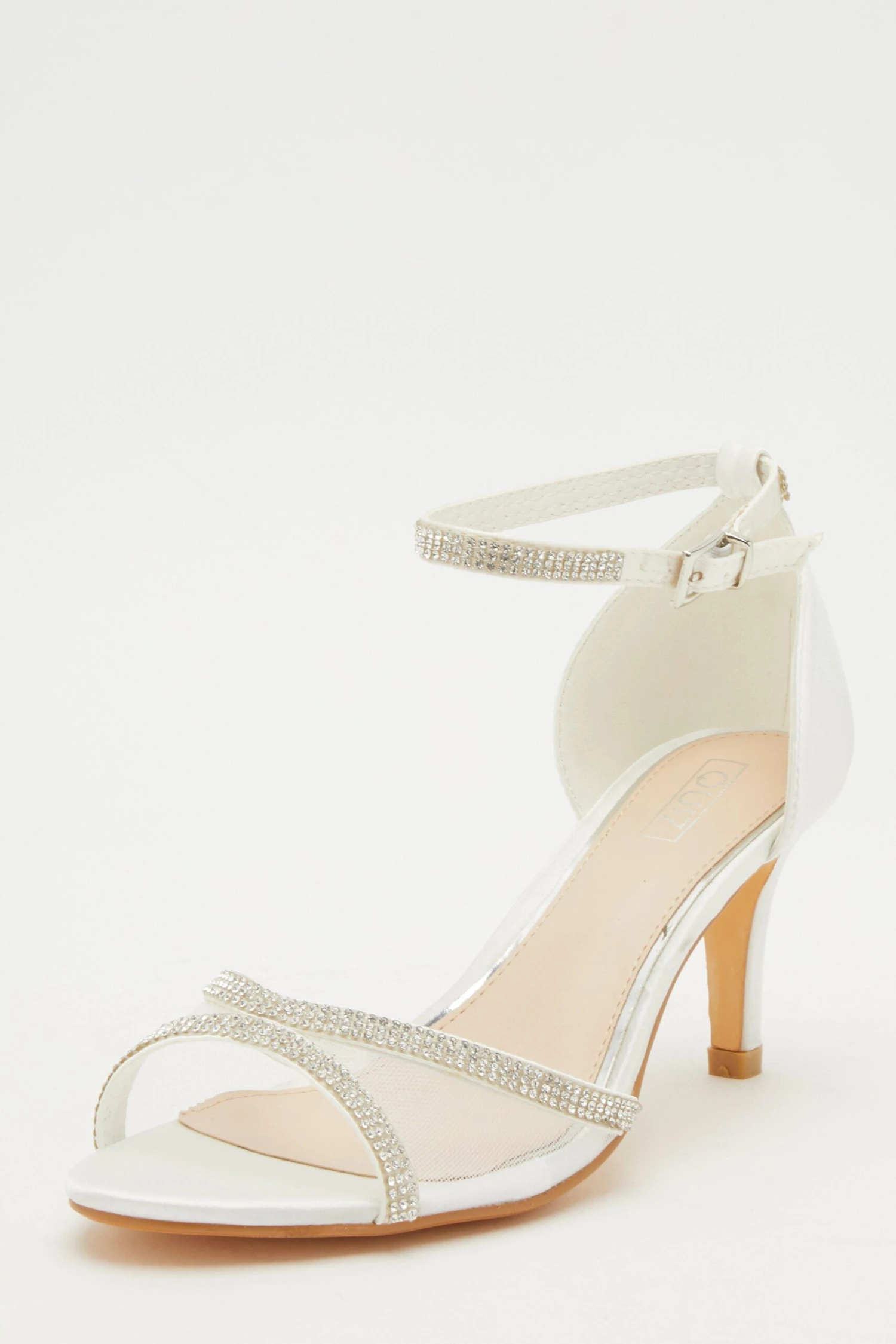 Bridal White Mesh Front Satin Heeled Sandals 5 Bridal White Mesh Front Satin Heeled Sandals - Image 3