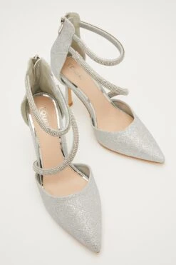 Silver Shimmer Asymmetric Court Heels -Princess Style Shop 00100032875 XS