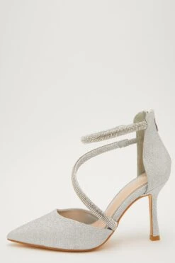 Silver Shimmer Asymmetric Court Heels