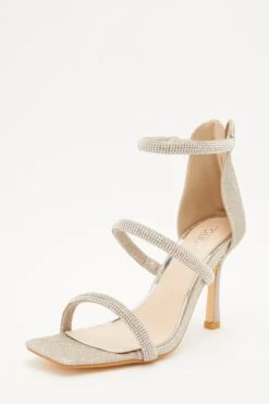 Gold Shimmer Embellished Heeled Sandals -Princess Style Shop 00100032890 XB