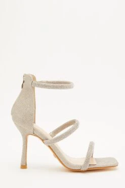 Gold Shimmer Embellished Heeled Sandals -Princess Style Shop 00100032890 ZS