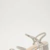 Silver Diamante Block Heeled Sandals