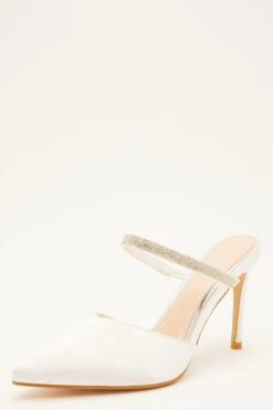 White Satin Mule Heels -Princess Style Shop 00100032896 XB