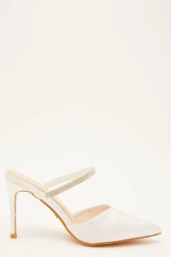 White Satin Mule Heels -Princess Style Shop 00100032896 ZS