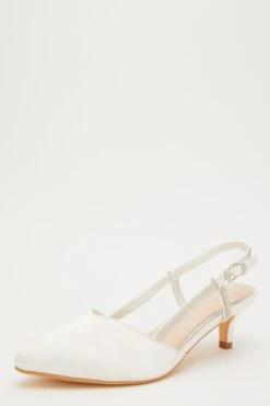 White Satin Slingback Court Heels -Princess Style Shop 00100032901 XB