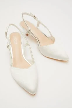 White Satin Slingback Court Heels -Princess Style Shop 00100032901 XS