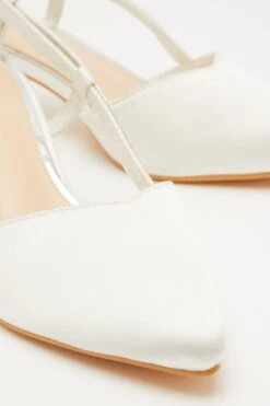 White Satin Slingback Court Heels -Princess Style Shop 00100032901 ZB