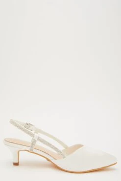 White Satin Slingback Court Heels -Princess Style Shop 00100032901 ZS