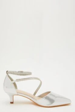 Silver Shimmer Asymmetric Strap Court Heels -Princess Style Shop 00100032904 ZS